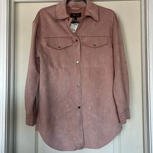 Pink velvet button down
